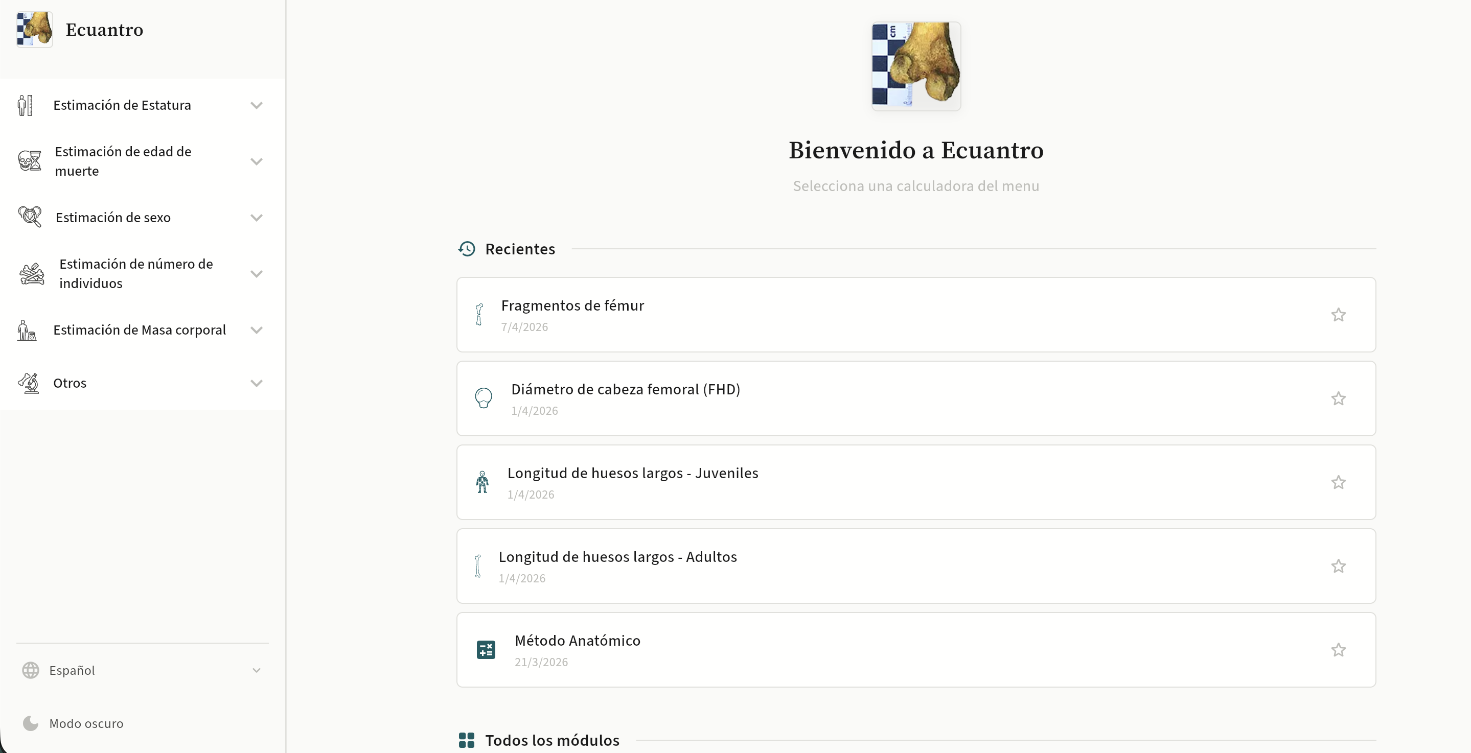 Ecuantro web - vista principal